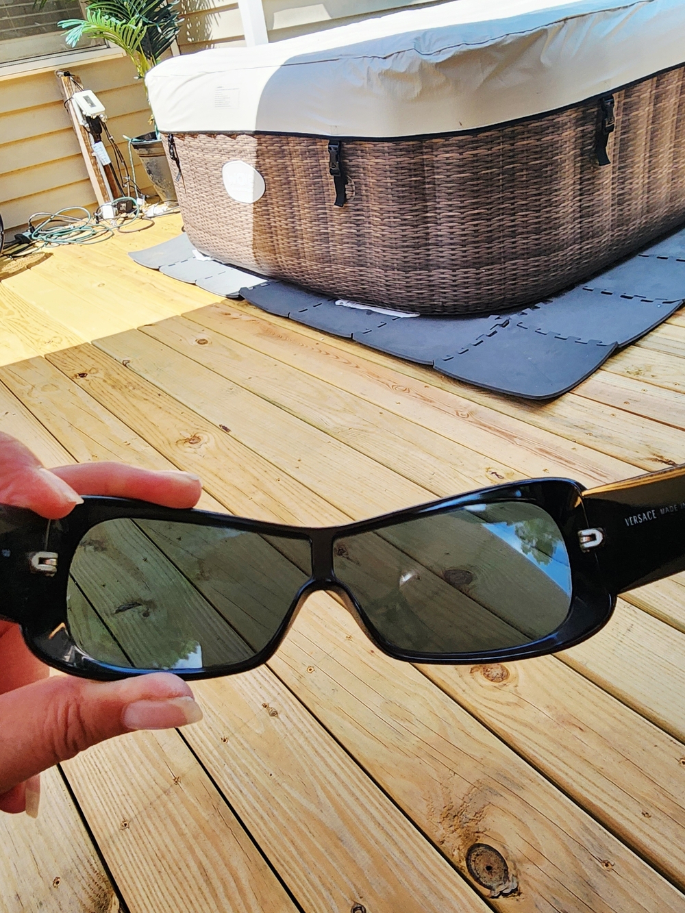 Versace Black Sunglasses with Gold Logo - Picture 5 of 8